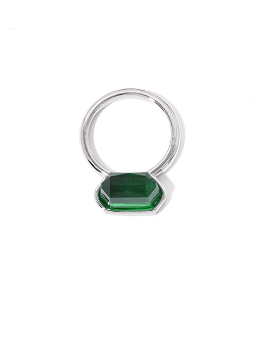 green Brass Resin Geometric Vintage Band Ring