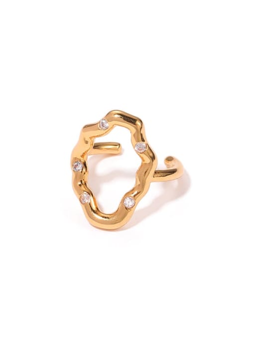 Gold (left) Brass Rhinestone Geometric Vintage Band Ring