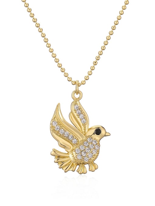 24260 Brass Cubic Zirconia Bird Hip Hop Necklace