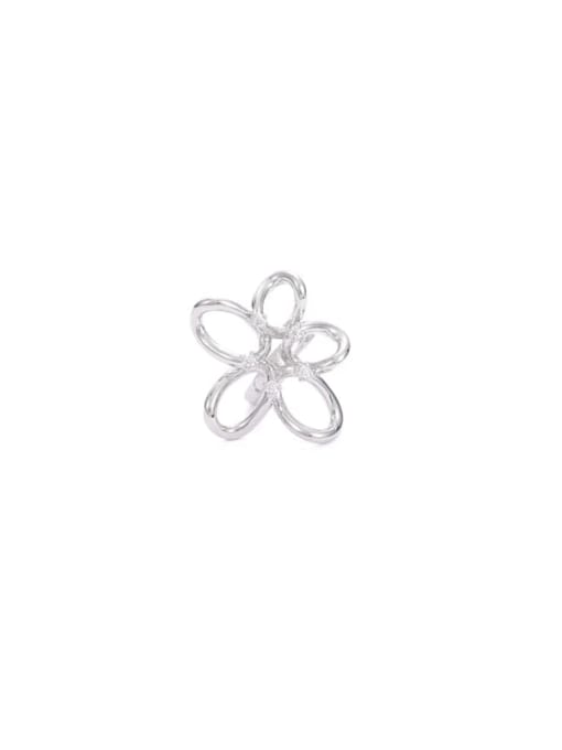 Platinum (single sale) Brass Cubic Zirconia Flower Minimalist Stud Earring