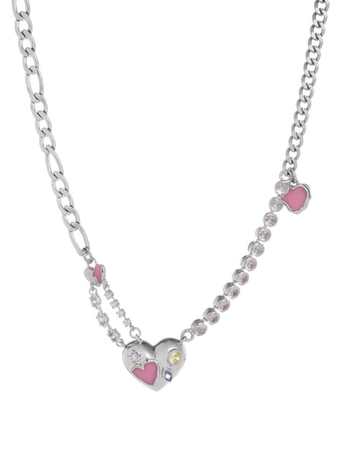 TINGS Brass Cubic Zirconia Heart Hip Hop Necklace 2