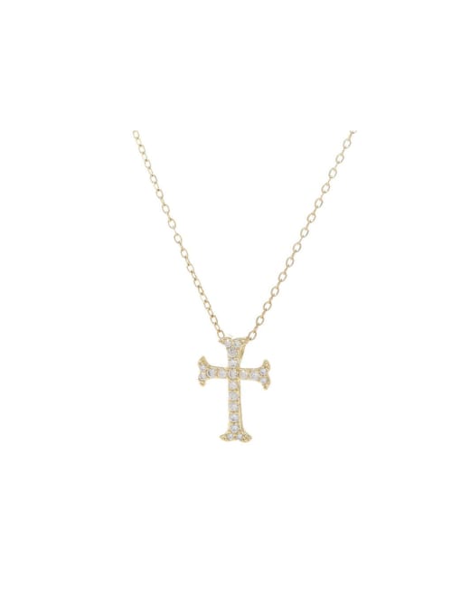 YOUH Brass Cubic Zirconia Cross Dainty Necklace