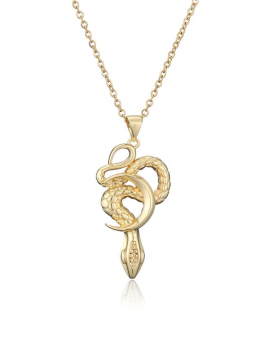 20565 Brass Vintage Snake Pendant Necklace