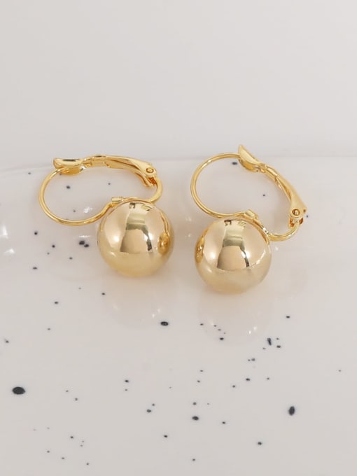 14k gold Brass Ball Minimalist Huggie Earring