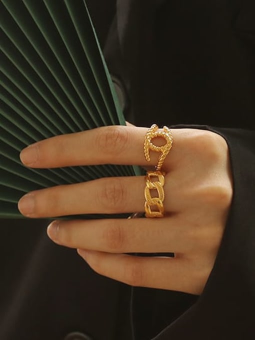 ACCA Brass Geometric Vintage Band Ring 1