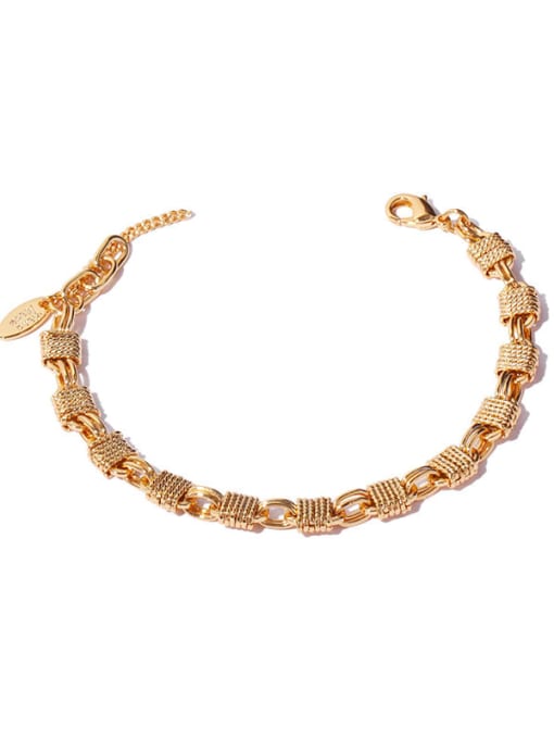 golden Brass Weave Vintage Link Bracelet