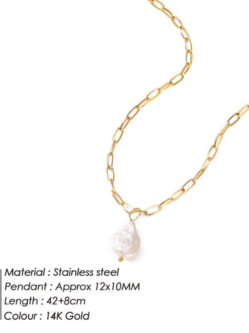 golden Stainless steel Freshwater Pearl Irregular Minimalist Necklace