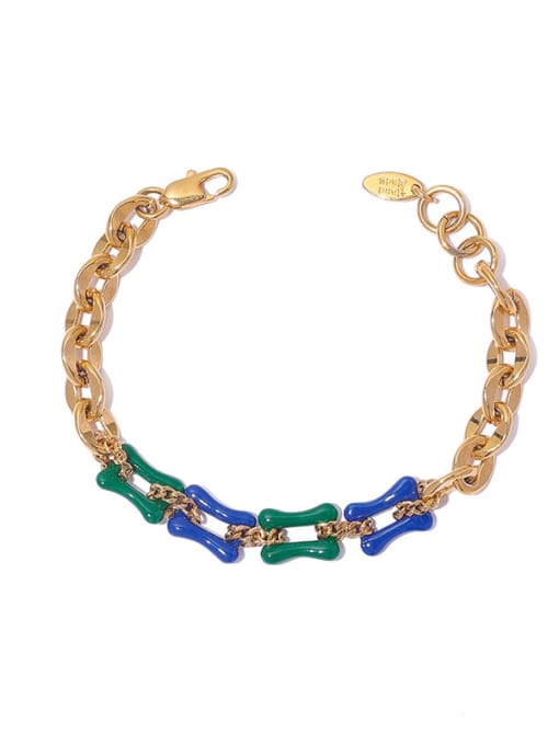 Five Color Brass Enamel Geometric Vintage Link Bracelet