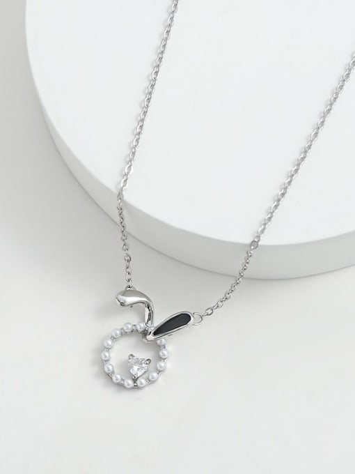 YOUH Brass Imitation Pearl Rabbit Minimalist Necklace 2