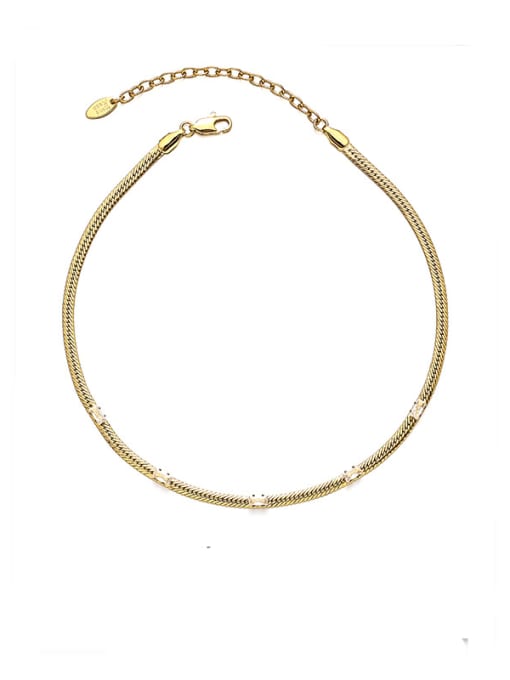 White necklace Brass Cubic Zirconia Geometric Minimalist Necklace