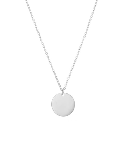 Steel color  15mm Stainless steel Round Minimalist Necklace