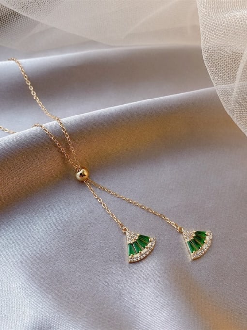 Emerald. Necklace Alloy Cubic Zirconia Geometric Minimalist Necklace