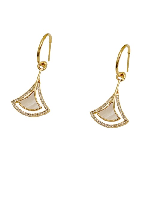 HYACINTH Brass Shell Triangle Minimalist Hook Trend Korean Fashion Earring 0