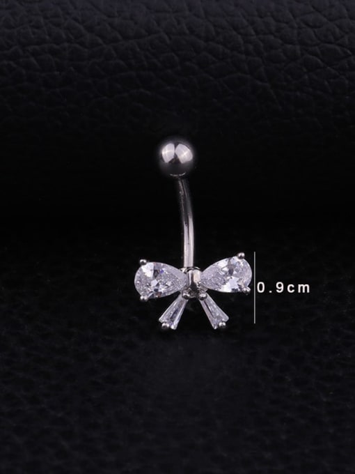 HISON Stainless steel Cubic Zirconia Bowknot Hip Hop Belly Rings & Belly Bars 3