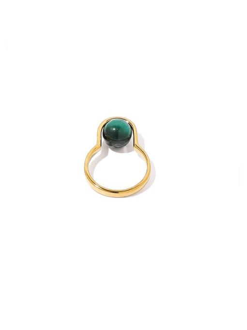 孔雀石款 Brass Imitation Pearl Geometric Minimalist Band Ring