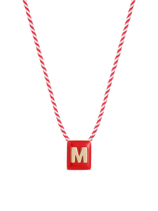 Letter M Brass Enamel Message Cute Necklace