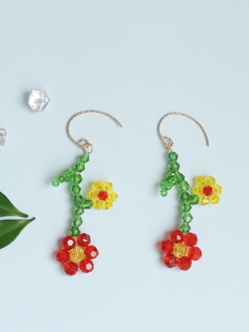Five Color Alloy Bead Flower Minimalist Hook Earring 1