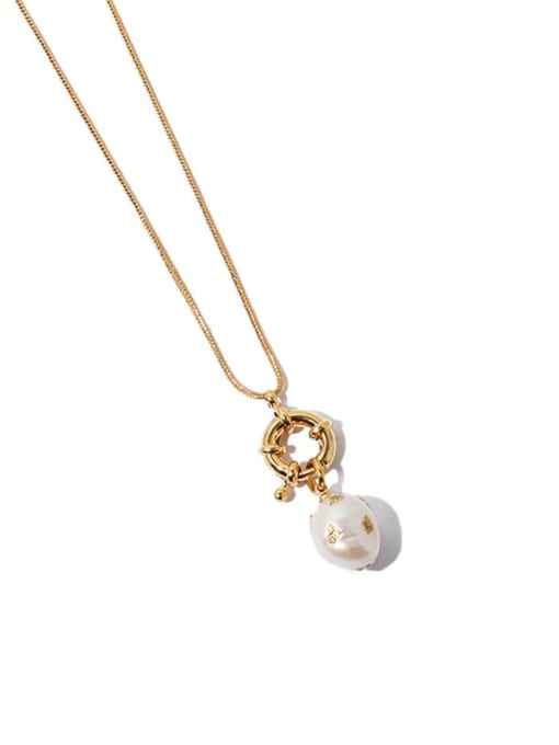 Gold (detachable) Brass Freshwater Pearl Irregular Vintage Necklace