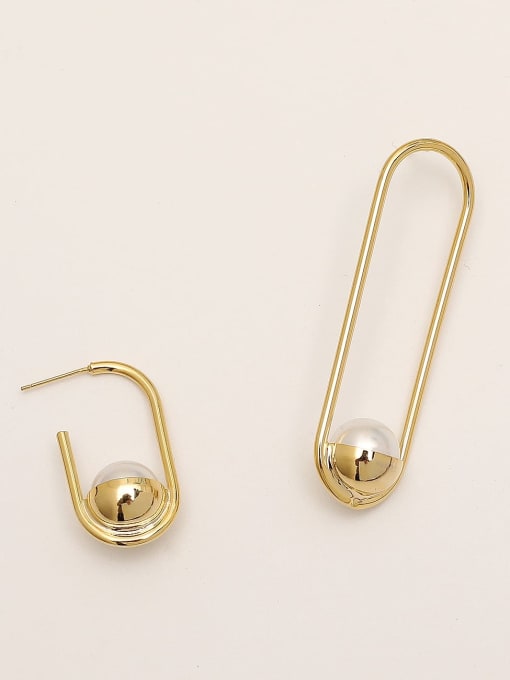 HYACINTH Brass Imitation Pearl asymmetry Geometric Minimalist Stud Trend Korean Fashion Earring 3
