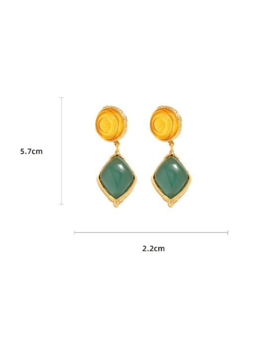 Five Color Brass Resin Geometric Vintage Drop Earring 2