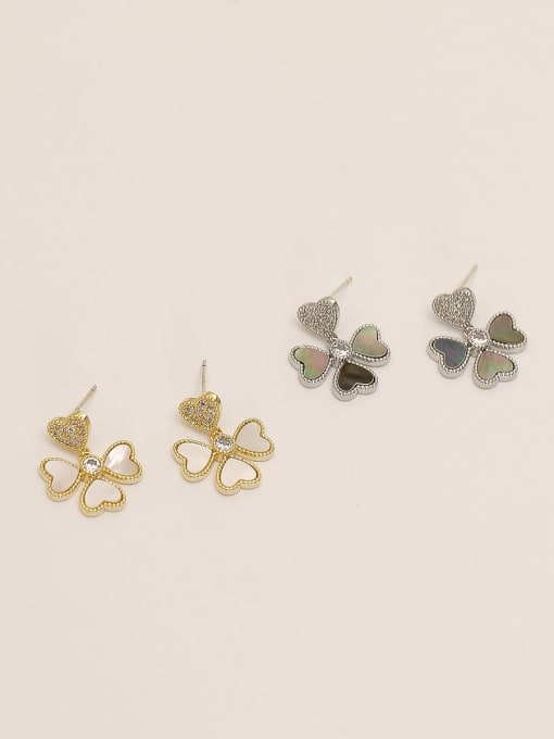 HYACINTH Brass Shell Flower Minimalist Stud Trend Korean Fashion Earring 0