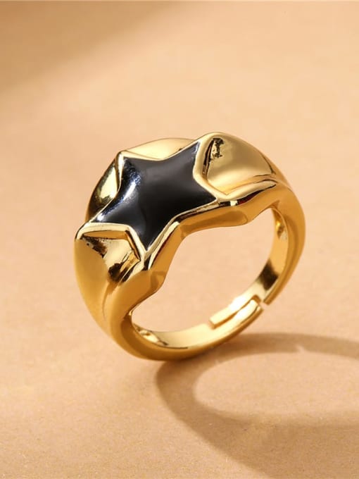 AOG Brass Enamel Five-Pointed Star Minimalist Band Ring 1