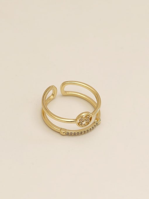 14k Gold Brass Cubic Zirconia Geometric Vintage Band Fashion Ring