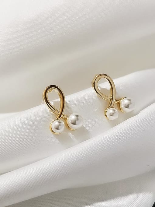 HYACINTH Copper cross imaging pearl geometric minimalist study Trend Korean Fashion Earring 2