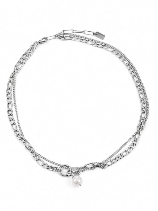 Titanium steel necklace Titanium Steel Geometric Hip Hop Multi Strand Necklace