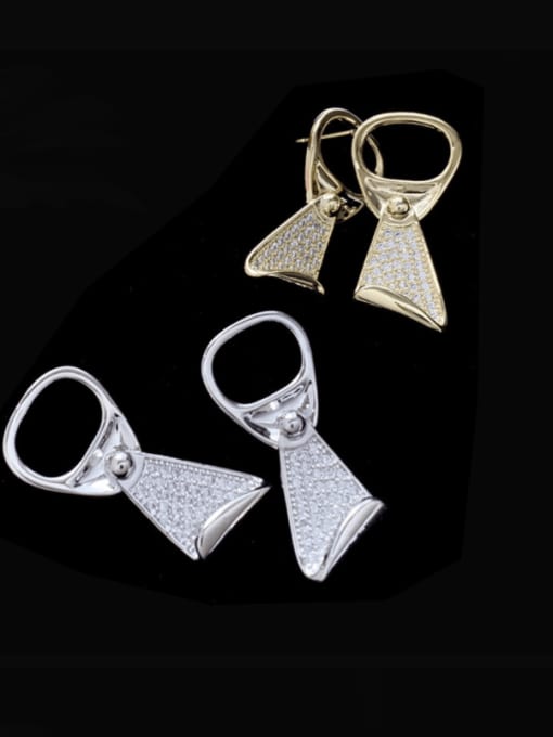 SUUTO Brass Cubic Zirconia Irregular Luxury Stud Earring