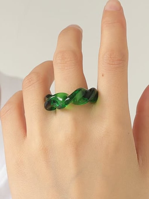 Five Color Hand Green Glass  Twist  Geometric Trend Band Ring 1