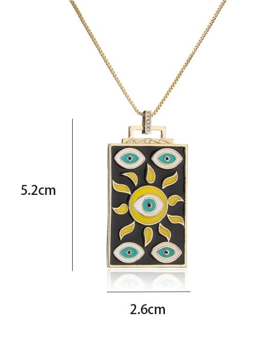 AOG Brass Rhinestone Enamel Evil Eye Vintage Geometric Pendant Necklace 3