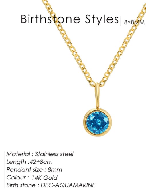 Blue and golden lake water in December Stainless steel Cubic Zirconia Round Minimalist Necklace