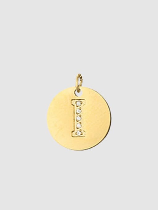 I 14K Gold Titanium 26 Letter Minimalist round pendant Necklace