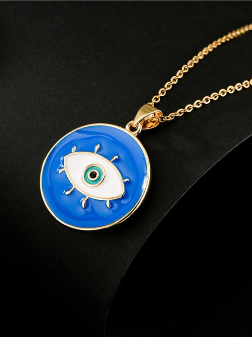 AOG Brass Enamel Evil Eye Vintage Round Pendant Necklace 2