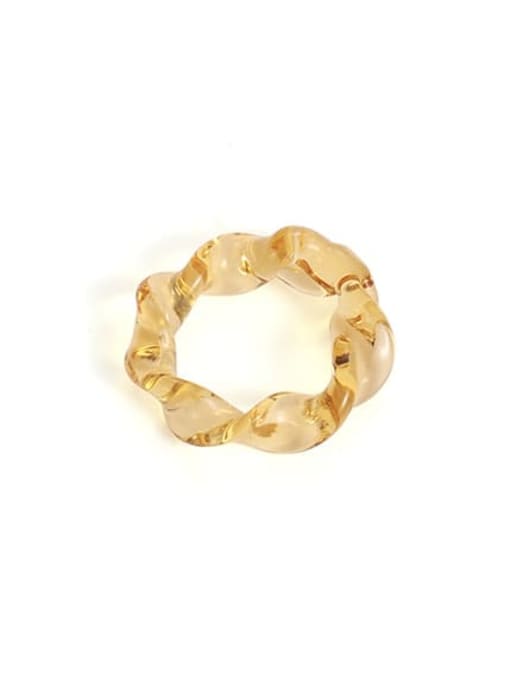 Yellow glazed ring Hand Glass Geometric Flower Minimalist Band Ring