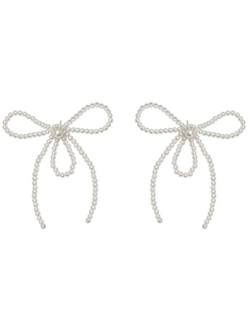 HYACINTH Imitation Pearl Bowknot Minimalist Stud Trend Korean Fashion Earring 0