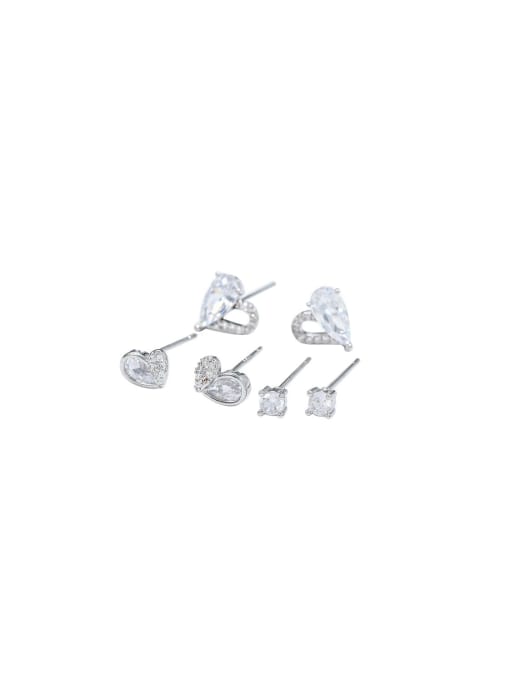 YOUH Brass Cubic Zirconia Heart Dainty Stud Earring 0