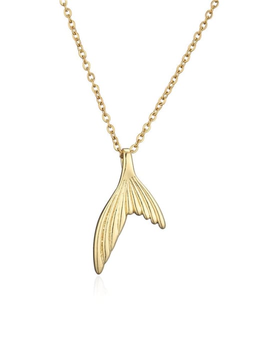 golden Brass  Minimalist Fish tail Pendant Necklace