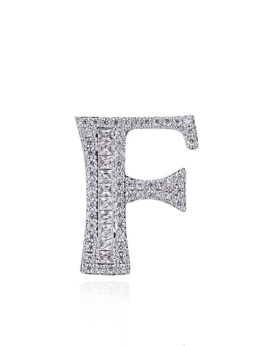 Platinum White F Brass Cubic Zirconia Letter Minimalist Stud Earring