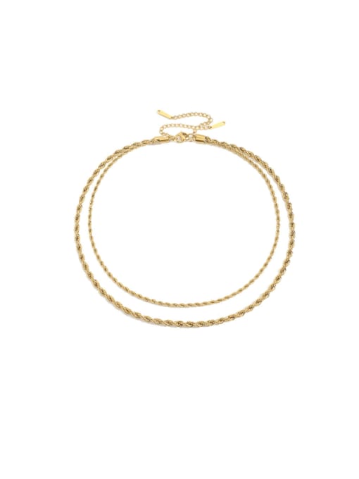 golden Stainless steel Irregular Minimalist Multi Strand Necklace