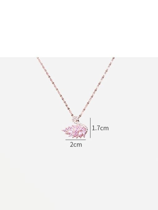 YOUH Brass Cubic Zirconia Pink Swan Dainty Necklace 2