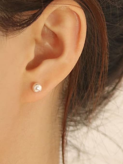 Five Color 925 Sterling Silver Bead Geometric Minimalist Stud Earring 3
