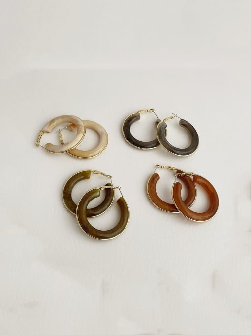 M208 gray resin metal ear ring Alloy Resin Geometric Vintage Hoop Earring
