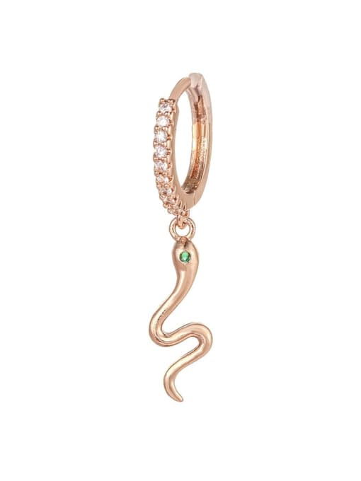 748 rose gold Brass Cubic Zirconia Snake Vintage Single Earring(Single -Only One)