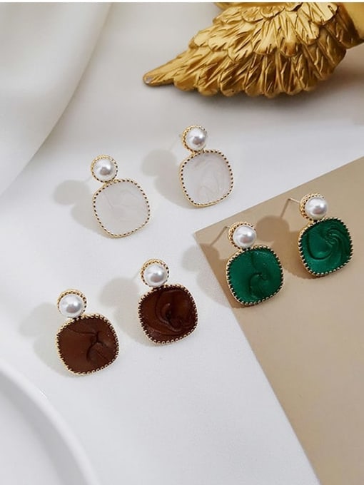 HYACINTH Copper Imitation Pearl Geometric Minimalist Drop Trend Korean Fashion Earring