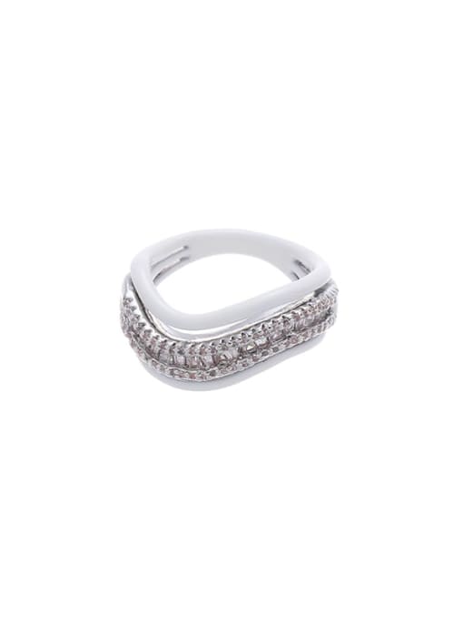 ACCA Brass Cubic Zirconia Geometric Vintage Band Ring 3