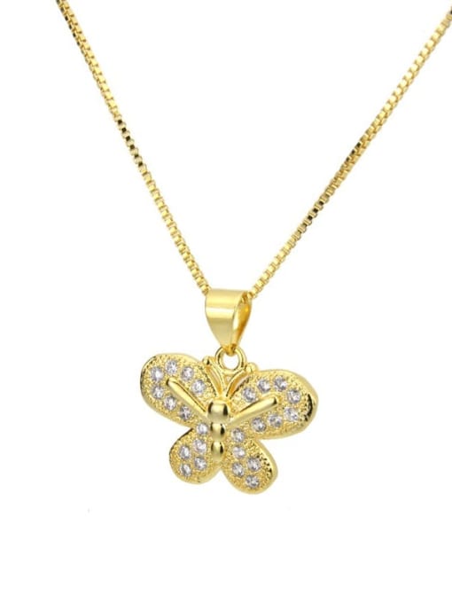 renchi Brass Cubic Zirconia Butterfly Cute Necklace 3