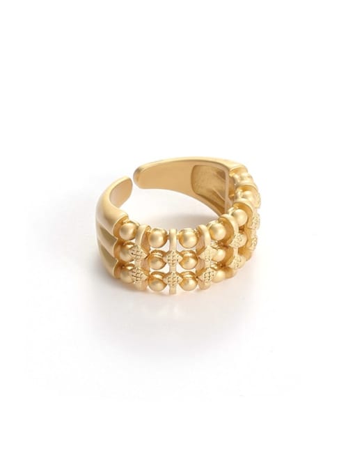 Five Color Brass Bead Hollow Geometric Vintage Band Ring 0