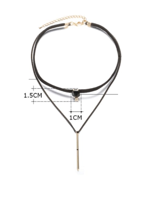 Desoto Brass Leather Tassel Minimalist Multi Strand Necklace 2